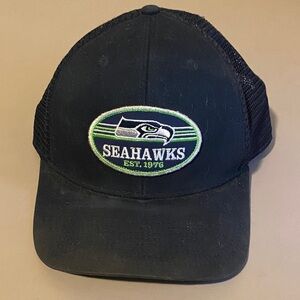 NFL Black Trucker Hat with Green and White Seahawks Patch